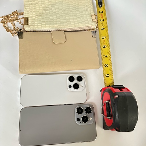 💯 PRADA Logo Beige Flap Saffiano Leather Wallet of Chain w/ auth cert - Picture 12 of 14